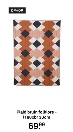 Karwei Plaid bruin folklore aanbieding