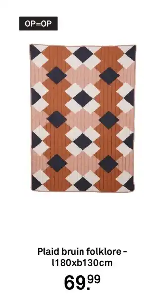 Karwei Plaid bruin folklore aanbieding