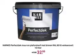 Karwei Karwei Perfectdek muur en plafondverf mat binnen RAL 9016 verkeerswit aanbieding