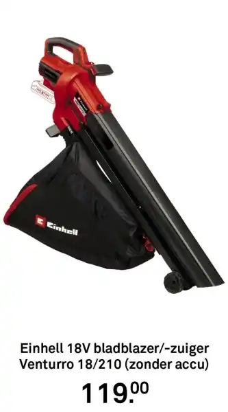Karwei Einhell 18V bladblazer/zuiger Venturro 18/210 aanbieding