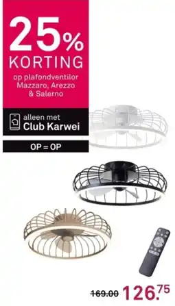Karwei op plafondventilor Mazzaro, Arezzo & Salerno aanbieding