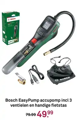 Karwei Bosch EasyPump accupomp incl 3 ventielen en handige fietstas aanbieding