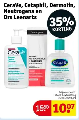 Kruidvat CeraVe, Cetaphil, Dermolin, Neutrogena en Drs Leenarts aanbieding