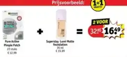 Kruidvat Pure Active Pimple Patch 22 stuks + Superstay Lumi Matte foundation 35 ml aanbieding