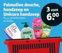 Kruidvat Palmolive douche, handzeep en Unicura handzeep aanbieding