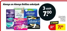 Kruidvat Always en Always Dailies enkelpak aanbieding