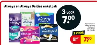Kruidvat Always en Always Dailies enkelpak aanbieding