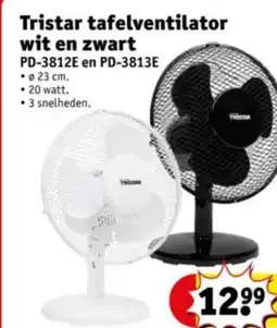 Kruidvat Tristar tafelventilator wit en zwart aanbieding