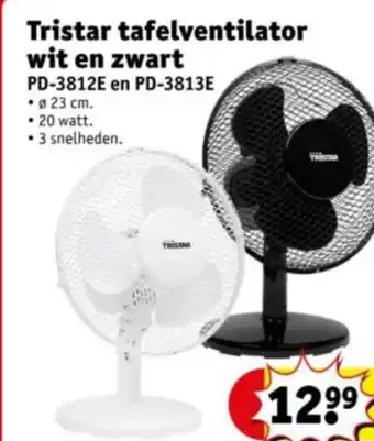 Kruidvat Tristar tafelventilator wit en zwart aanbieding