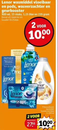 Kruidvat Lenor wasmiddel vloeibaar en pods, wasverzachter en geurbooster aanbieding