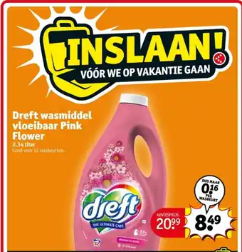 Kruidvat Dreft wasmiddel vloeibaar Pink Flower aanbieding