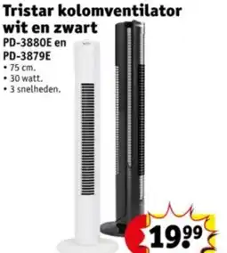 Kruidvat Tristar kolomventilator wit en zwart aanbieding