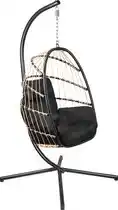 Bol.com Niceey Hangstoel - Hangstoel buiten - Tuinmeubel - Rotan - met Kussens - Hangstoel met Standaard aanbieding