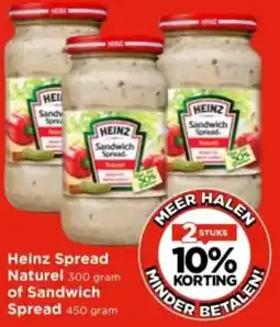 Vomar Voordeelmarkt Heinz Spread Naturel of Sandwich Spread aanbieding