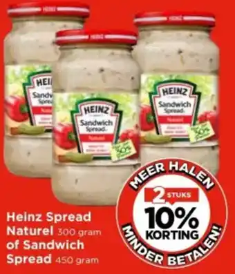 Vomar Voordeelmarkt Heinz Spread Naturel of Sandwich Spread aanbieding