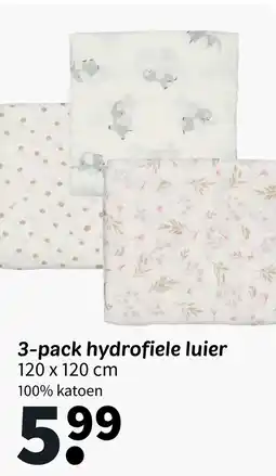 Wibra 3-pack hydrofiele luier aanbieding