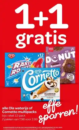 Spar alle Ola waterijs of Cornetto multipacks aanbieding