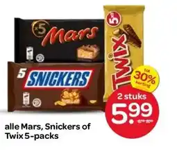 Spar alle Mars, Snickers of Twix 5-packs aanbieding