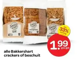 Spar alle Bakkershart crackers of beschuit aanbieding