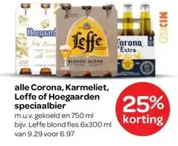 Spar alle Corona, Karmeliet, Leffe of Hoegaarden speciaalbier aanbieding