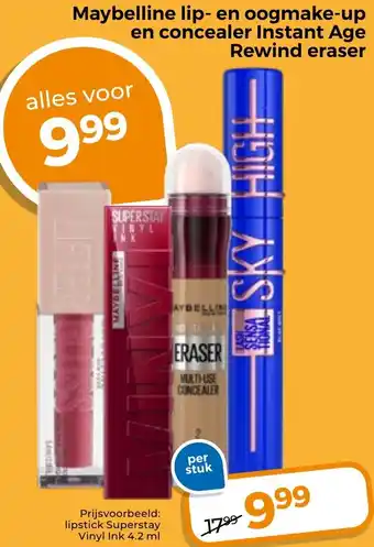 Trekpleister Maybelline lip- en oogmake-up en concealer Instant Age Rewind eraser aanbieding