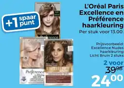 Trekpleister L'Oréal Paris Excellence en Préférence haarkleuring aanbieding