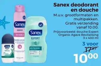 Trekpleister Sanex deodorant en douche aanbieding