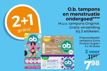 Trekpleister O.b. tampons en menstruatie ondergoed aanbieding