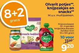 Trekpleister Olvarit potjes, knijpzakjes en snacks aanbieding