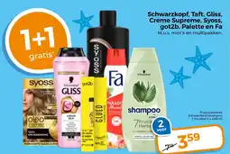 Trekpleister Schwarzkopf, Taft, Gliss, Creme Supreme, Syoss, got2b, Palette en Fa aanbieding