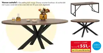 Woonsquare Varese eettafel aanbieding