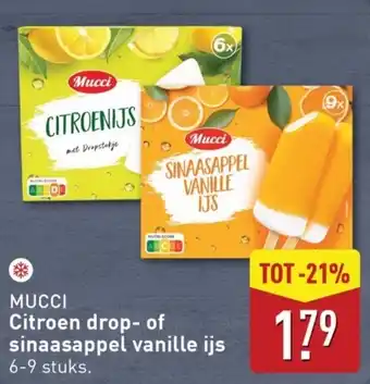 ALDI Mucci Citroen drop of sinaasappel vanille ijs aanbieding