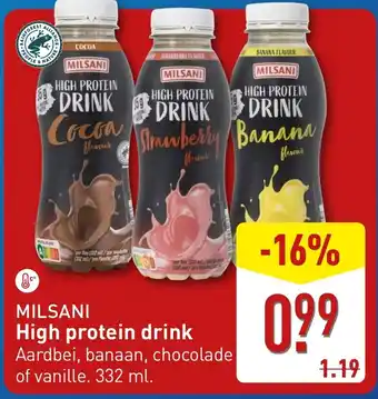 ALDI Milsani High protein drink aanbieding