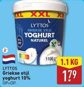 ALDI LYTTOS Griekse stijl yoghurt 10% aanbieding