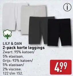 ALDI LILY & DAN 2 pack korte leggings aanbieding