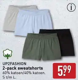 ALDI UP2FASHION 2 pack sweatshorts aanbieding