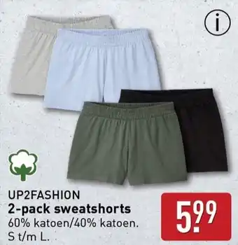 ALDI UP2FASHION 2 pack sweatshorts aanbieding