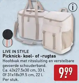 ALDI Live in style Picknick koel of rugtas aanbieding
