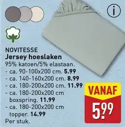 ALDI Novitesse jersey hoeslaken aanbieding