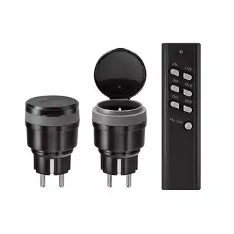 Expert KlikAanKlikUit AGC2-3500R stekkerset buiten met 2 stekkers & afstandsbediening Zwart aanbieding