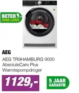 EP AEG TR9HAMBURG 9000 AbsoluteCare Plus Warmtepompdroger aanbieding