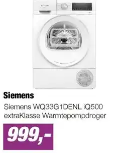 EP Siemens WQ33G1DENL iQ500 extraKlasse Warmtepompdroger aanbieding