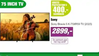 EP Sony Bravia 5 K-75XR59 TV (2025) aanbieding