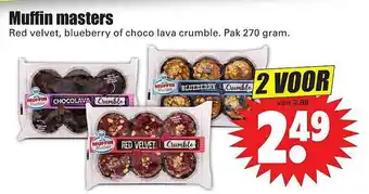 Dirk Muffin Masters Red Velvet, Blueberry Of Choco Lava Crumble aanbieding