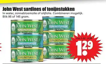 Dirk John West Sardines Of Tonijnstukken In Water, Zonnebloemolie Of Olijfolie aanbieding