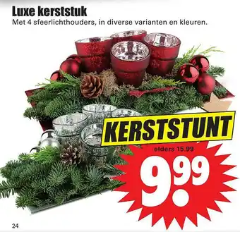 Dirk Luxe Kerststuk Met 4 Sfeerlichthouders aanbieding