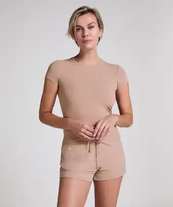 Hunkemoller Hunkemöller Short Jersey Rib Essential Beige aanbieding