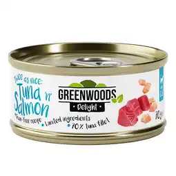 Zooplus 24x70g Delight Tonijnfilet met Zalm Greenwoods Kattenvoer aanbieding