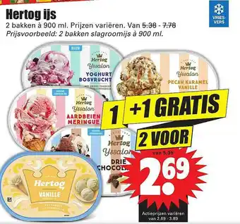 Dirk Hertog Ijs 1+1 Gratis aanbieding