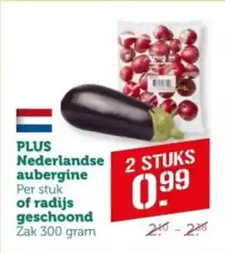 Coop PLUS Nederlandse aubergine of radijs geschoond aanbieding